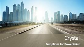  Presentation with emirates - Slide set featuring road in dubai united arab background and a gray colored foreground