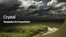  Presentation with weather - Beautiful presentation theme featuring road in field and stormy backdrop and a tawny brown colored foreground