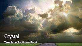  Presentation with weather - Theme with road in field and stormy background and a tawny brown colored foreground