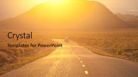  Presentation with sunrise - Slides with road in fields at sunrise background and a gold colored foreground