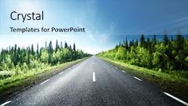  Presentation with forest road - PPT theme enhanced with road in forest sweden background and a light gray colored foreground