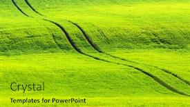  Presentation with agricultural - PPT theme having road-in-green-wheat-agricultural background and a gold colored foreground