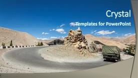  Presentation with ladakh - Colorful presentation enhanced with road in himalayas with army backdrop and a ocean colored foreground