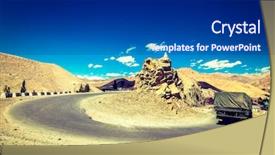  Presentation with effect - Theme consisting of road in himalayas with army background and a dark gray colored foreground