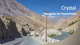  Presentation with tourism india - Amazing theme having road in jammu and kashmir backdrop and a teal colored foreground