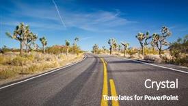  Presentation with joshua tree national park - Amazing slide deck having road in joshua tree national backdrop and a gray colored foreground