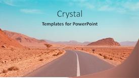  Presentation with landscape desert - Presentation design having road-in-morocco-single-line background and a arctic colored foreground