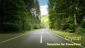  Presentation with forest road - PPT theme having road-in-mountain-forest-switzerland background and a tawny brown colored foreground