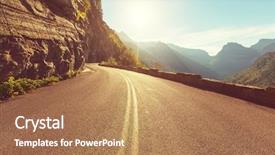  Presentation with mountains - Colorful presentation design enhanced with road in mountains backdrop and a coral colored foreground