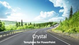  Presentation with forest road - Beautiful slides featuring road in north mountain forest backdrop and a gray colored foreground