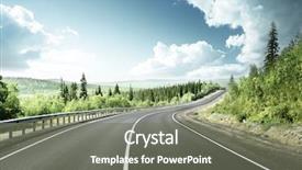  Presentation with forest road - Audience pleasing PPT theme consisting of road in north mountain forest backdrop and a gray colored foreground