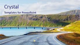  Presentation with adventure - Theme having road in norway mountains background and a sky blue colored foreground