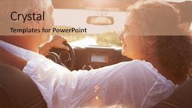  Presentation with driving road - Colorful slide set enhanced with road in open top car backdrop and a coral colored foreground