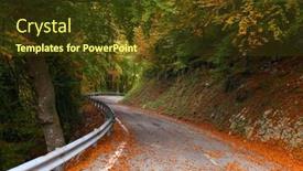  Presentation with forest road - Slide set consisting of road-in-orange-forest background and a tawny brown colored foreground