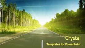  Presentation with russian forest - Audience pleasing PPT theme consisting of road in russian forest backdrop and a tawny brown colored foreground