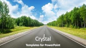  Presentation with russian forest - Cool new PPT theme with road in russian forest backdrop and a gray colored foreground
