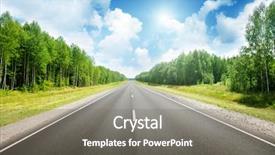  Presentation with russian forest - Beautiful presentation theme featuring road in russian forest backdrop and a gray colored foreground