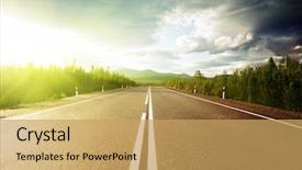  Presentation with road bike in mountains - Audience pleasing slides consisting of portrait of happy mechanic holding laptop on white background backdrop and a light blue colored foreground