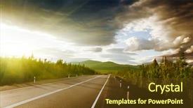  Presentation with russian - PPT theme consisting of road in russian mountains background and a tawny brown colored foreground