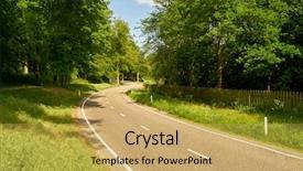  Presentation with traffic road - Audience pleasing presentation theme consisting of road in summer by green backdrop and a yellow colored foreground