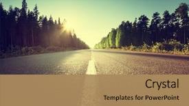  Presentation with forest road - Beautiful theme featuring road in summer forest backdrop and a coral colored foreground