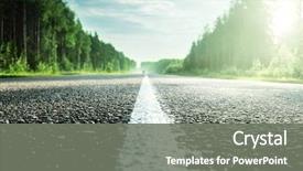  Presentation with forest road - Presentation design featuring road in sunny forest shallow background and a gray colored foreground