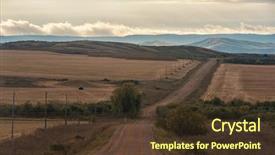  Presentation with autumn morning - Colorful PPT theme enhanced with road in the altay autumn backdrop and a  colored foreground