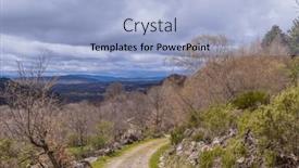  Presentation with forest road green - Slide deck having road-in-the-camino-de background and a light blue colored foreground