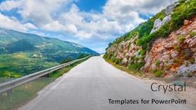  Presentation with mountains - Colorful presentation theme enhanced with road-in-the-mountains-greece backdrop and a light gray colored foreground