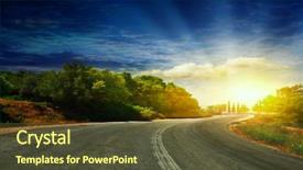  Presentation with mountains and sea - Presentation design featuring road in the mountains background and a tawny brown colored foreground