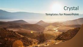  Presentation with country - Presentation theme enhanced with road in the prairie country background and a light blue colored foreground