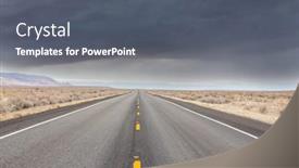  Presentation with lonely desert road - PPT theme with road-in-the-prairie-country background and a gray colored foreground