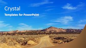  Presentation with country - Slide deck having road-in-the-prairie-country background and a cobalt blue colored foreground