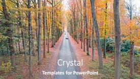  Presentation with woods - Slide deck consisting of road-in-the-woods background and a coral colored foreground