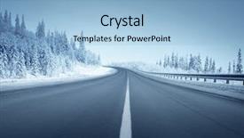  Presentation with forest road - PPT theme having road in winter forest background and a light blue colored foreground