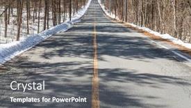  Presentation with sunshine - Amazing theme having road in winter with sunshine on trees backdrop and a gray colored foreground
