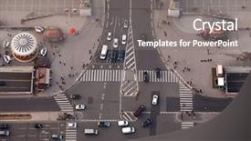  Presentation with road intersection - PPT theme with road intersection from above background and a gray colored foreground