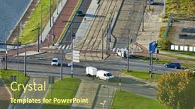  Presentation with road intersection - Cool new PPT layouts with road-intersection-with-passing-cars backdrop and a tawny brown colored foreground