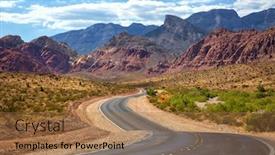  Presentation with nevada - Slides with road into red rock canyon in nevada with mountains in background background and a coral colored foreground