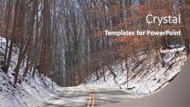  Presentation with forest road - PPT layouts enhanced with road into the forest in a snowy day background and a gray colored foreground