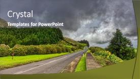  Presentation with green hills - Slides enhanced with road-is-leading-through-green background and a gray colored foreground