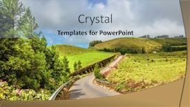  Presentation with green hills - Slides having road-is-leading-through-green background and a light blue colored foreground