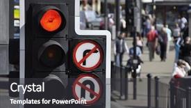  Presentation with road light - Colorful slide deck enhanced with road junction in city center backdrop and a dark gray colored foreground