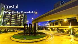  Presentation with freeway - Beautiful PPT theme featuring road junction with freeway backdrop and a navy blue colored foreground