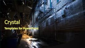  Presentation with dark night - Slides with road lamp - dark urban alley at night background and a wine colored foreground