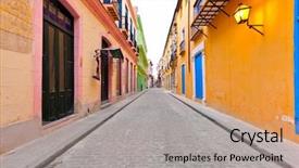  Presentation with old buildings - Slides enhanced with road lamp - street in old havana sidelined background and a coral colored foreground