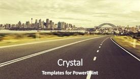  Presentation with lead - Audience pleasing PPT theme consisting of road lead to modern city backdrop and a dark gray colored foreground