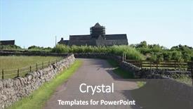  Presentation with island - Presentation design featuring road-leading-to-iona-abbey background and a gray colored foreground