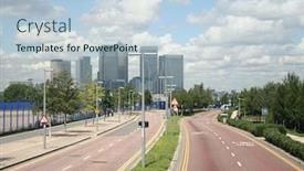  Presentation with london - Beautiful PPT theme featuring road-leading-to-london-docklands backdrop and a lemonade colored foreground