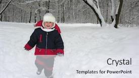  Presentation with wood - PPT theme enhanced with road less travelled - run boy in winter wood background and a sky blue colored foreground